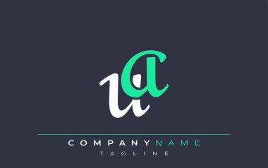 Zarif Biçimli UA Harf Tasarımı. Beyaz ve Teal Gölgeli Monogram Harfleri içeren Modern Logo