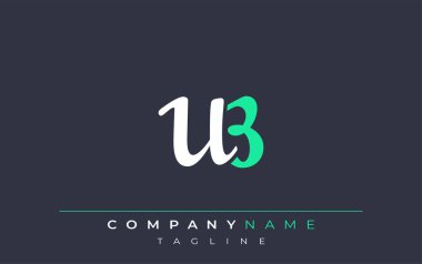Zarif Stilize UB Harf Tasarımı. Beyaz ve Teal Gölgeli Monogram Harfleri içeren Modern Logo