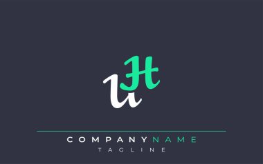 Zarif Stylize UH Harf Tasarımı. Beyaz ve Teal Gölgeli Monogram Harfleri içeren Modern Logo