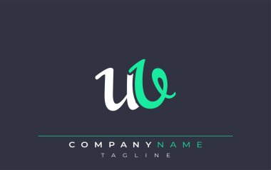 Zarif UV Harfler Tasarımı. Beyaz ve Teal Gölgeli Monogram Harfleri içeren Modern Logo