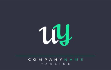 Zarif Stilize UY Harf Tasarımı. Beyaz ve Teal Gölgeli Monogram Harfleri içeren Modern Logo