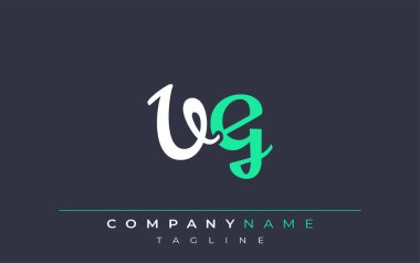 Zarif Biçimli VG Harf Tasarımı. Beyaz ve Teal Gölgeli Monogram Harfleri içeren Modern Logo