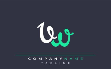 Zarif Stili Volkswagen Harf Tasarımı. Beyaz ve Teal Gölgeli Monogram Harfleri içeren Modern Logo