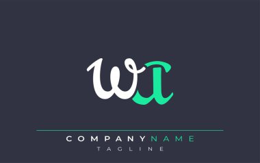 Zarif Stilize WA Harf Tasarımı. Beyaz ve Teal Gölgeli Monogram Harfleri içeren Modern Logo