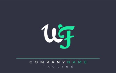 Zarif Stili WF Harf Tasarımı. Beyaz ve Teal Gölgeli Monogram Harfleri içeren Modern Logo