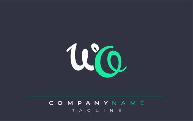 Zarif Stilize WO Harf Tasarımı. Beyaz ve Teal Gölgeli Monogram Harfleri içeren Modern Logo
