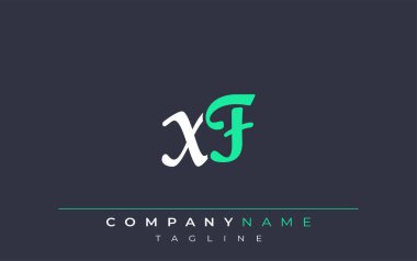 Zarif Stili XF Harf Tasarımı. Beyaz ve Teal Gölgeli Monogram Harfleri içeren Modern Logo