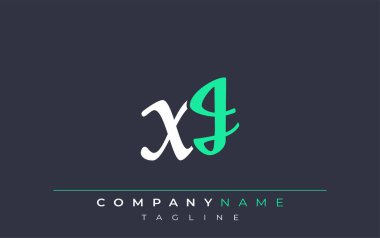 Zarif Stilize XJ Harf Tasarımı. Beyaz ve Teal Gölgeli Monogram Harfleri içeren Modern Logo