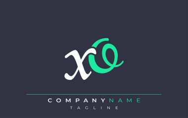 Zarif Stilize XO Harf Tasarımı. Beyaz ve Teal Gölgeli Monogram Harfleri içeren Modern Logo