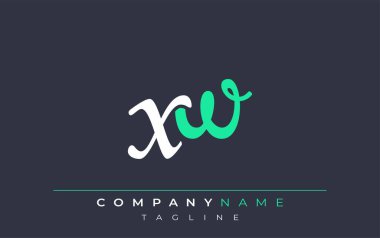 Zarif Stili XW Harf Tasarımı. Beyaz ve Teal Gölgeli Monogram Harfleri içeren Modern Logo