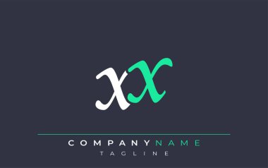 Zarif Stilize XX Harf Tasarımı. Beyaz ve Teal Gölgeli Monogram Harfleri içeren Modern Logo