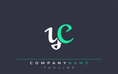 Zarif Biçimli YC Harf Tasarımı. Beyaz ve Teal Gölgeli Monogram Harfleri içeren Modern Logo