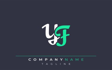 Zarif Biçimli YF Harf Tasarımı. Beyaz ve Teal Gölgeli Monogram Harfleri içeren Modern Logo