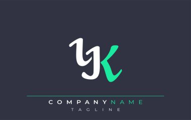 Zarif Biçimli YK Harf Tasarımı. Beyaz ve Teal Gölgeli Monogram Harfleri içeren Modern Logo