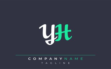 Zarif Biçimli YH Harf Tasarımı. Beyaz ve Teal Gölgeli Monogram Harfleri içeren Modern Logo