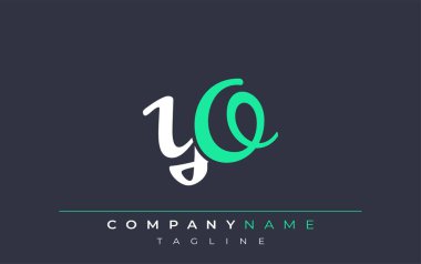 Zarif stilize edilmiş YO Harf Tasarımı. Beyaz ve Teal Gölgeli Monogram Harfleri içeren Modern Logo