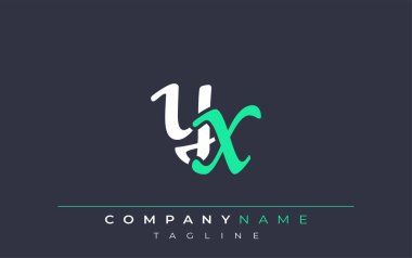 Zarif Biçimli YX Harf Tasarımı. Beyaz ve Teal Gölgeli Monogram Harfleri içeren Modern Logo