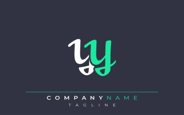 Zarif Stili YY Harf Tasarımı. Beyaz ve Teal Gölgeli Monogram Harfleri içeren Modern Logo
