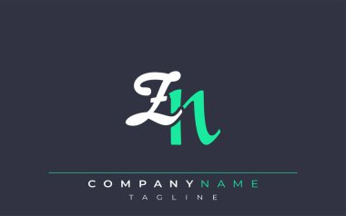 Zarif Stylize ZN Harf Tasarımı. Beyaz ve Teal Gölgeli Monogram Harfleri içeren Modern Logo