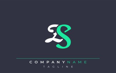 Zarif Biçimli ZS Harf Tasarımı. Beyaz ve Teal Gölgeli Monogram Harfleri içeren Modern Logo