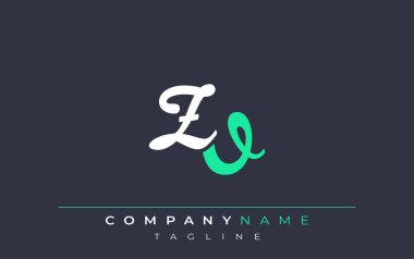 Zarif Stilize ZV Harf Tasarımı. Beyaz ve Teal Gölgeli Monogram Harfleri içeren Modern Logo