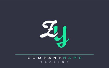 Zarif Biçimli ZY Harf Tasarımı. Beyaz ve Teal Gölgeli Monogram Harfleri içeren Modern Logo