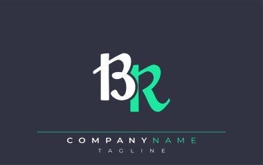 Zarif BR Harfler Tasarımı. Beyaz ve Teal Gölgeli Monogram Harfleri içeren Modern Logo