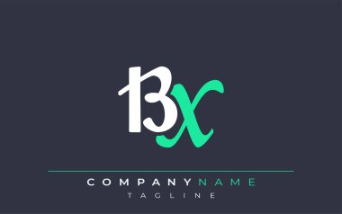 Zarif BX Harflendirme Tasarımı. Beyaz ve Teal Gölgeli Monogram Harfleri içeren Modern Logo