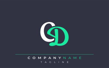 Zarif Stili CD Harf Tasarımı. Beyaz ve Teal Gölgeli Monogram Harfleri içeren Modern Logo