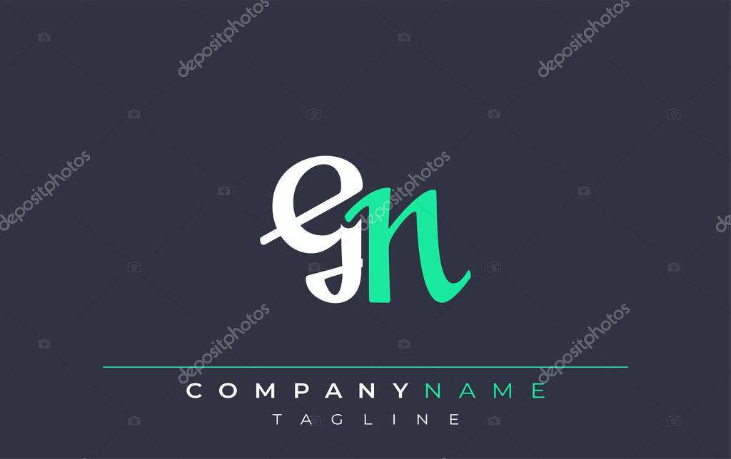 Elegant Stylized GN Lettering Design. Stylish Modern Logo featuring Monogram Letters in White and Teal Shade