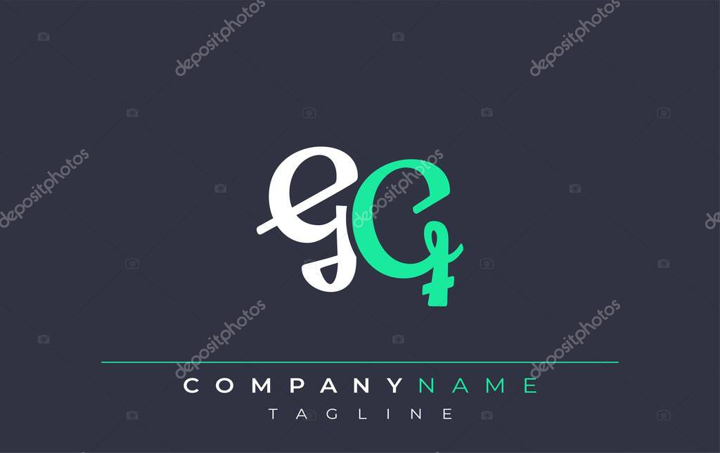 Elegant Stylized GQ Lettering Design. Stylish Modern Logo featuring Monogram Letters in White and Teal Shade