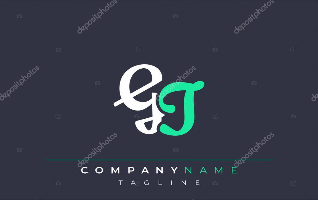 Elegant Stylized GT Lettering Design. Stylish Modern Logo featuring Monogram Letters in White and Teal Shade