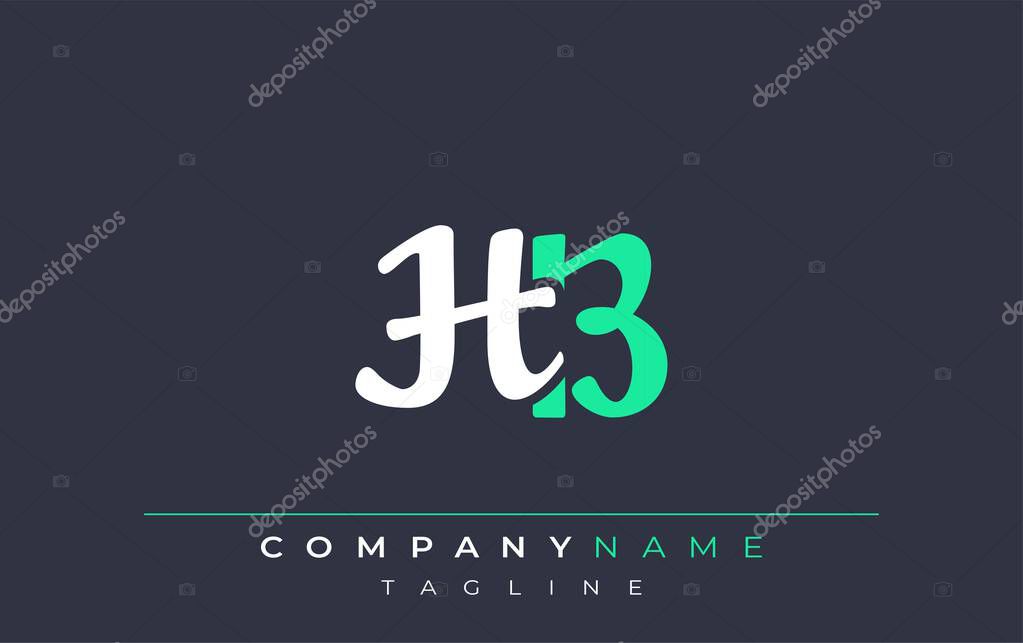 Elegant Stylized HB Lettering Design. Stylish Modern Logo featuring Monogram Letters in White and Teal Shade