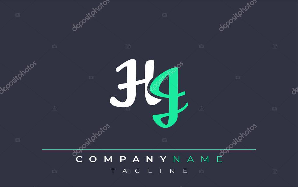Elegant Stylized HJ Lettering Design. Stylish Modern Logo featuring Monogram Letters in White and Teal Shade