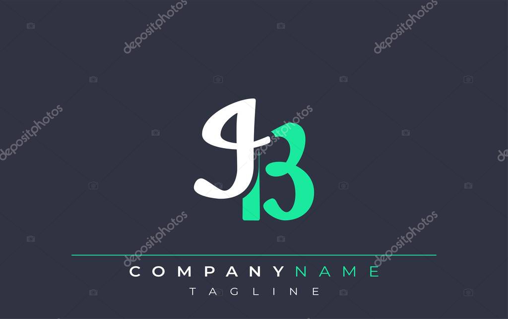 Elegant Stylized IB Lettering Design. Stylish Modern Logo featuring Monogram Letters in White and Teal Shade