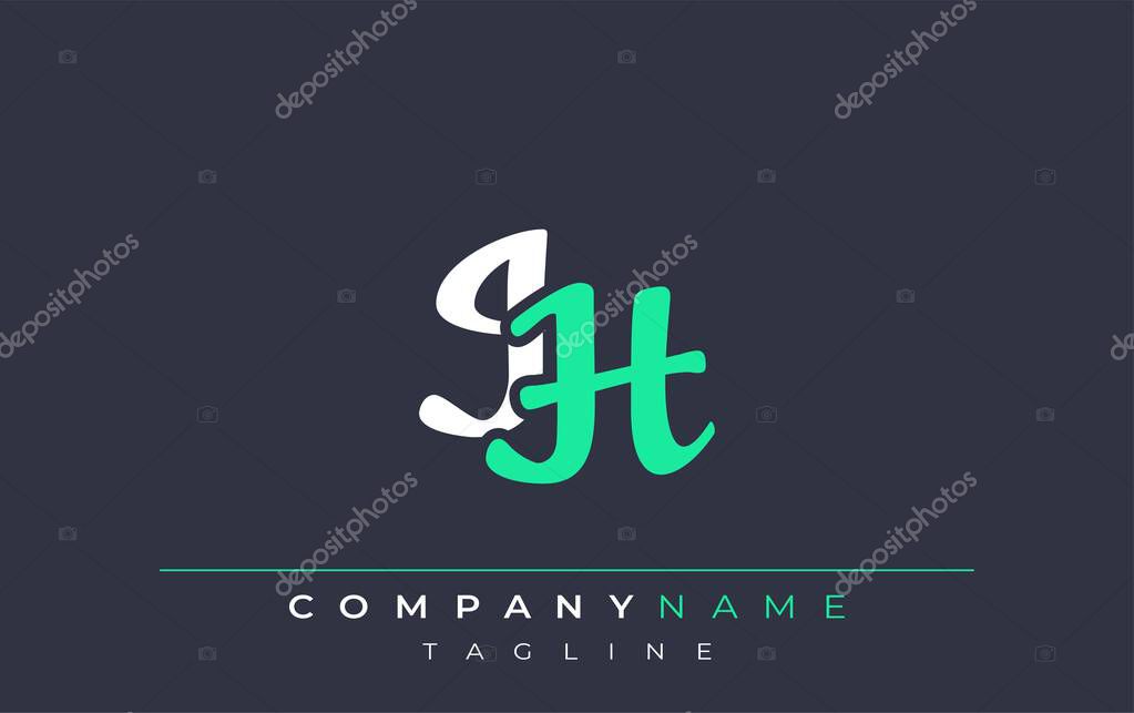 Elegant Stylized IH Lettering Design. Stylish Modern Logo featuring Monogram Letters in White and Teal Shade
