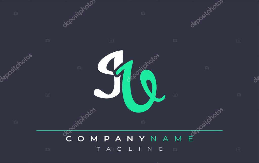 Elegant Stylized IV Lettering Design. Stylish Modern Logo featuring Monogram Letters in White and Teal Shade