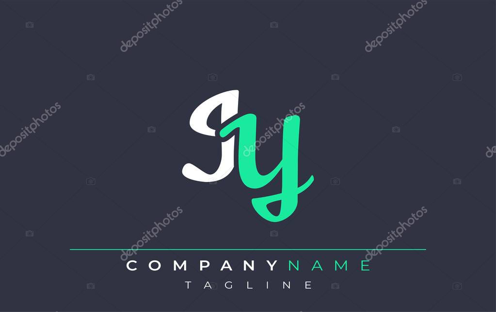 Elegant Stylized IY Lettering Design. Stylish Modern Logo featuring Monogram Letters in White and Teal Shade
