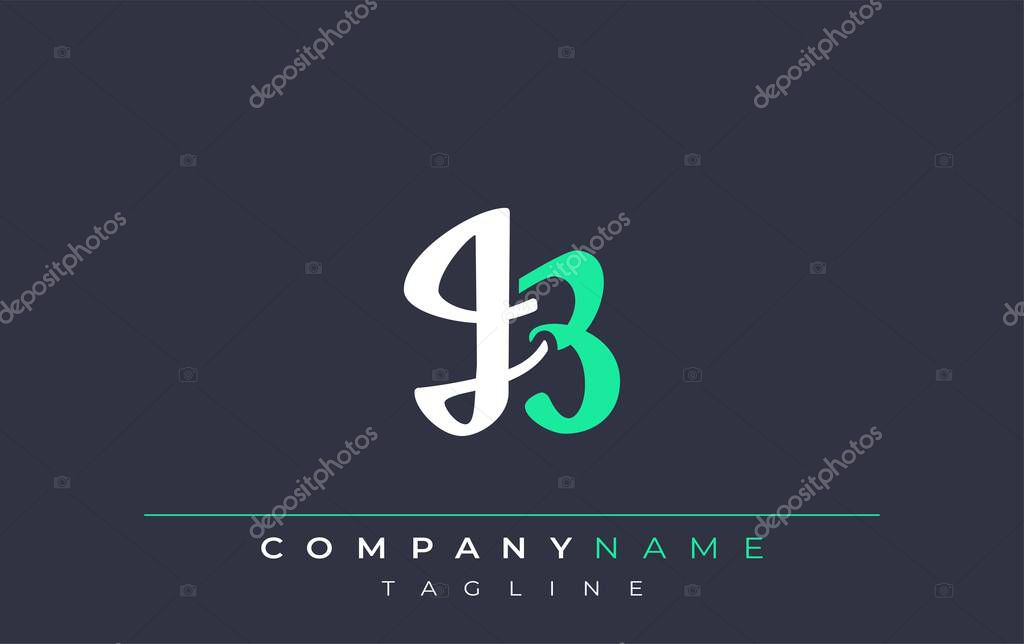 Elegant Stylized JB Lettering Design. Stylish Modern Logo featuring Monogram Letters in White and Teal Shade