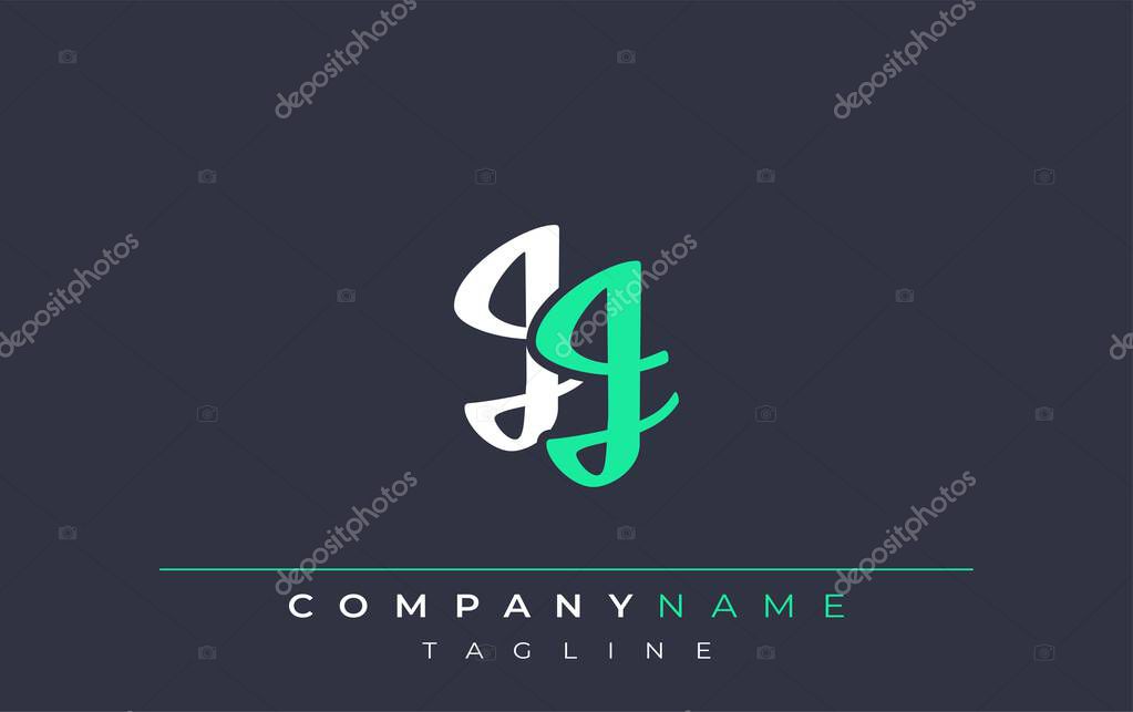 Elegant Stylized JJ Lettering Design. Stylish Modern Logo featuring Monogram Letters in White and Teal Shade