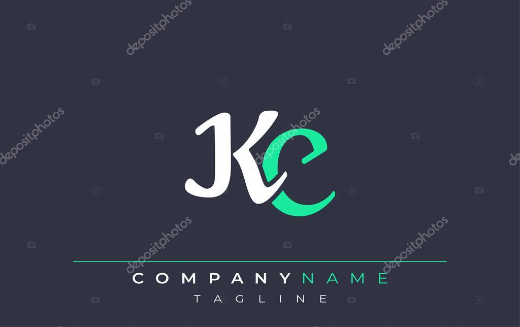 Elegant Stylized KC Lettering Design. Stylish Modern Logo featuring Monogram Letters in White and Teal Shade