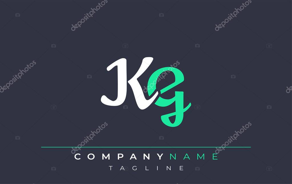 Elegant Stylized KG Lettering Design. Stylish Modern Logo featuring Monogram Letters in White and Teal Shade