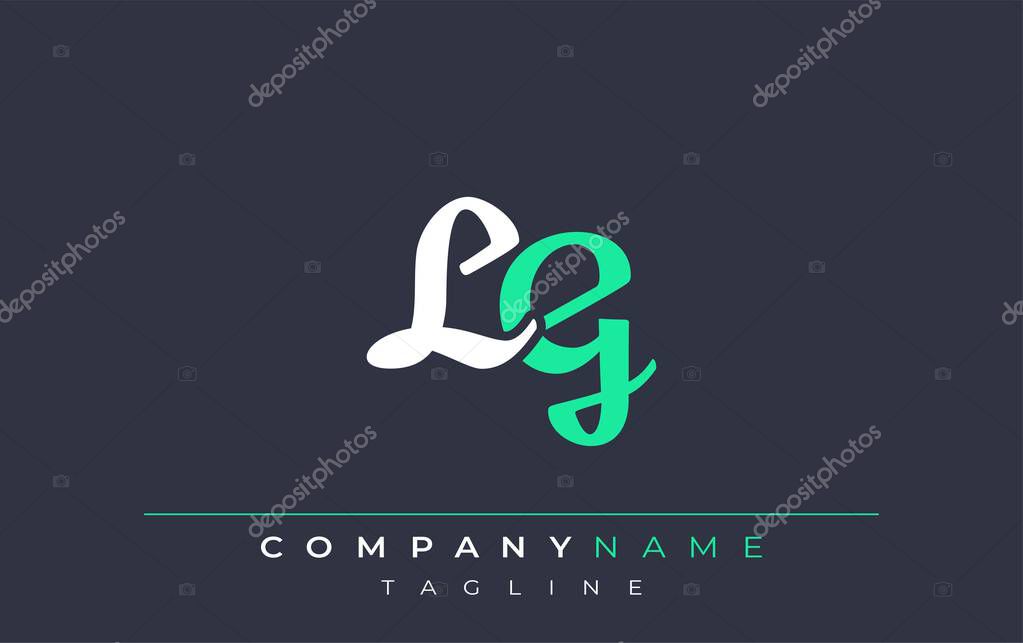 Elegant Stylized LG Lettering Design. Stylish Modern Logo featuring Monogram Letters in White and Teal Shade