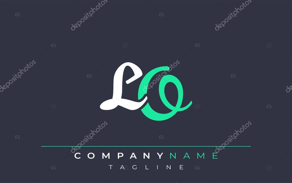 Elegant Stylized LO Lettering Design. Stylish Modern Logo featuring Monogram Letters in White and Teal Shade