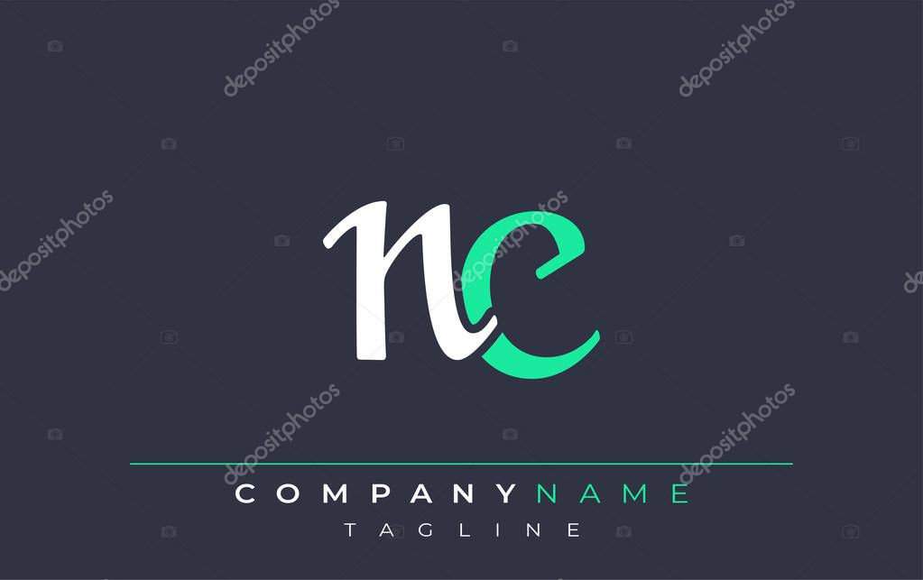Elegant Stylized NC Lettering Design. Stylish Modern Logo featuring Monogram Letters in White and Teal Shade