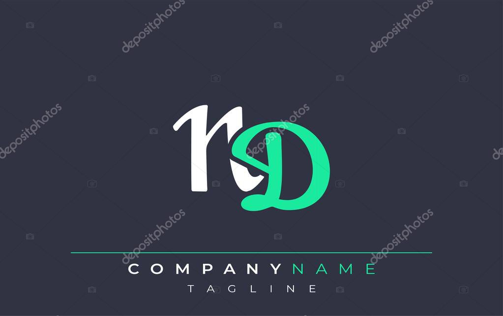 Elegant Stylized ND Lettering Design. Stylish Modern Logo featuring Monogram Letters in White and Teal Shade