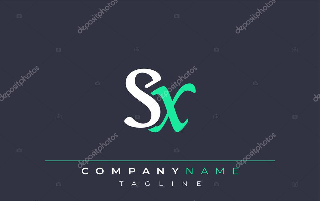 Elegant Stylized SX Lettering Design. Stylish Modern Logo featuring Monogram Letters in White and Teal Shade