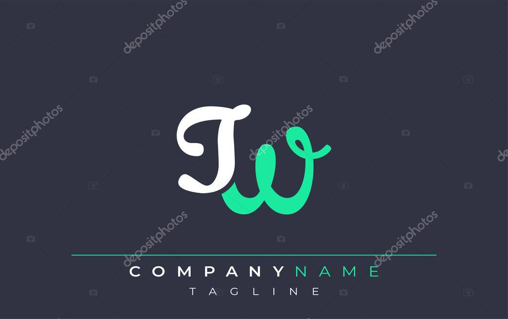 Elegant Stylized TW Lettering Design. Stylish Modern Logo featuring Monogram Letters in White and Teal Shade