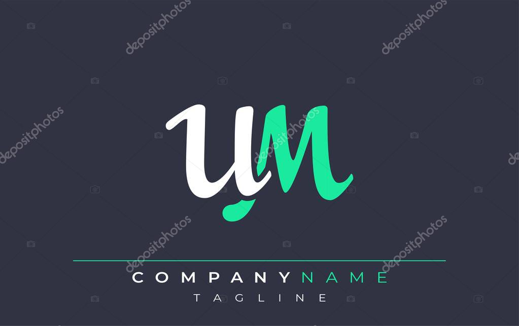 Elegant Stylized UM Lettering Design. Stylish Modern Logo featuring Monogram Letters in White and Teal Shade