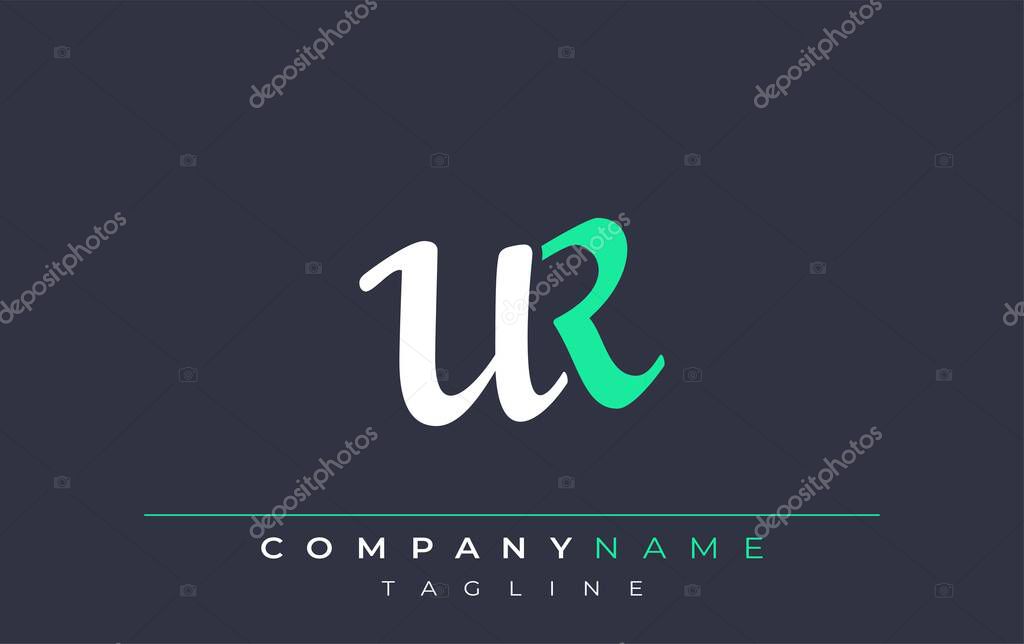 Elegant Stylized UR Lettering Design. Stylish Modern Logo featuring Monogram Letters in White and Teal Shade